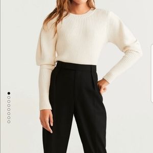 Mango Ribbed Balloon Sleeve Sweater